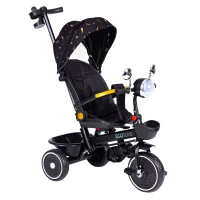 ECOTOYS WQL-186 Dětská tříkolka kočárek s otočným sedátkem 360°, 2 v 1, černá