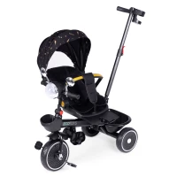 ECOTOYS WQL-186 Dětská tříkolka kočárek s otočným sedátkem 360°, 2 v 1, černá