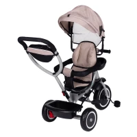 ECOTOYS WQL-066 Detská trojkolka, kočík s otočným sedadlom o 360°, 2 v 1, béžová