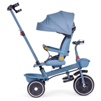 ECOTOYS WQL-066 Dětská tříkolka, kočárek s otočným sedátkem 360°, 2 v 1, modrá