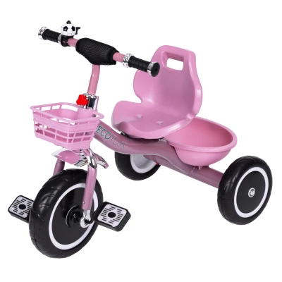 ECOTOYS WQL-1999 Detská trojkolka so zvončekom a košíkmi, ružová