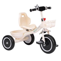ECOTOYS WQL-1999 Dětská tříkolka se zvonkem a košíky, béžová