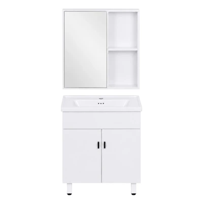 ModernHome TKJ-BC-P007 Koupelnový set s umyvadlem a zrcadlovou skříňkou, bílý