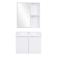ModernHome TKJ-BC-65 Koupelnový závěsný set se zrcadlem a umyvadlem, bílý