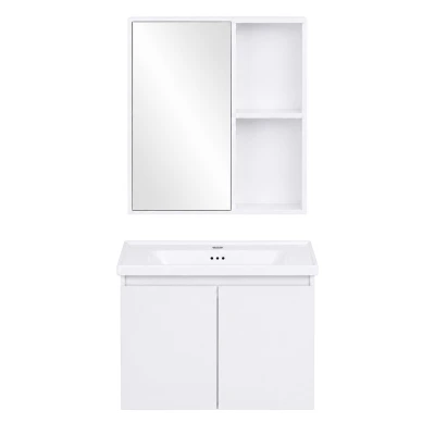 ModernHome TKJ-BC-65 Koupelnový závěsný set se zrcadlem a umyvadlem, bílý
