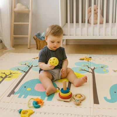 ECOTOYS ECOEVA022 Pěnová hrací podložka, oboustranná 200 x 150 cm, abeceda