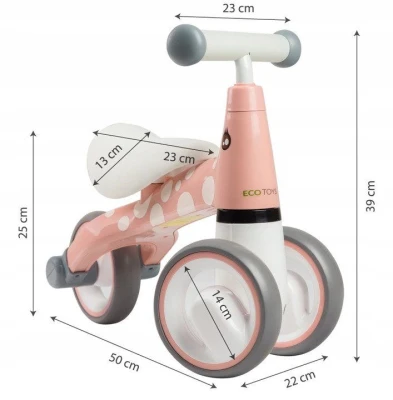 ECOTOYS LB1603 Detské balančné odrážadlo s kolesami z EVA, ružové