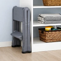 RealG RC-K-2540 Skládací 2stupňové schůdky s protiskluzovými nášlapy, šedé