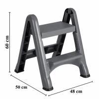 RealG RC-K-2540 Skládací 2stupňové schůdky s protiskluzovými nášlapy, šedé