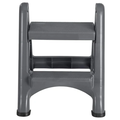 RealG RC-K-2540 Skládací 2stupňové schůdky s protiskluzovými nášlapy, šedé