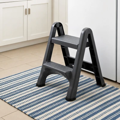 RealG RC-K-2540 Skládací 2stupňové schůdky s protiskluzovými nášlapy, šedé