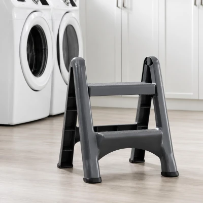 RealG RC-K-2540 Skládací 2stupňové schůdky s protiskluzovými nášlapy, šedé