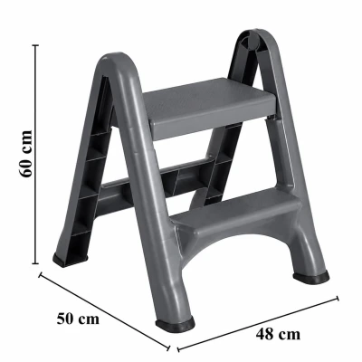 RealG RC-K-2540 Skládací 2stupňové schůdky s protiskluzovými nášlapy, šedé