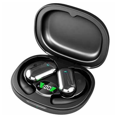 RealG RC-K-2614 Bezdrátová Bluetooth sluchátka TWS s AI funkcemi, LED displejem, černá