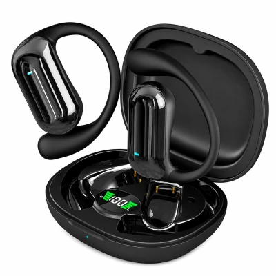 RealG RC-K-2614 Bezdrátová Bluetooth sluchátka TWS s AI funkcemi, LED displejem, černá