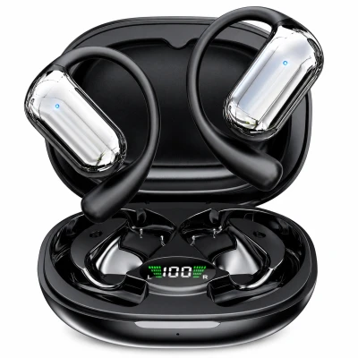 RealG RC-K-2614 Bezdrátová Bluetooth sluchátka TWS s AI funkcemi, LED displejem, černá