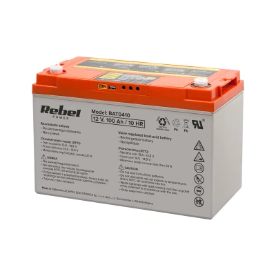 Rebel BAT0410 Gelový akumulátor hlubokého vybití s displejem 12 V 100 Ah