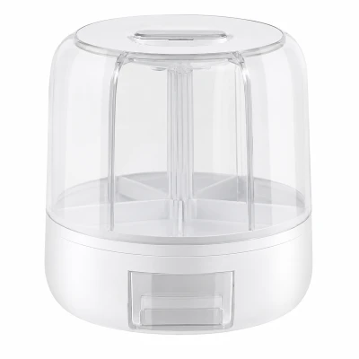 RealG RC-K-2031 Otočný zásobník na sypké potraviny 360°, 6 přihrádek, bílý