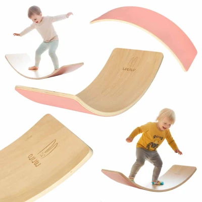 KIK KX5417 Balanční houpací deska pro děti Wave Board, dřevo, růžová