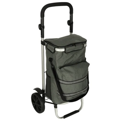KIK KX3141 Nákupní taška na kolečkách s hliníkovým rámem 40 l, 100 cm, šedá
