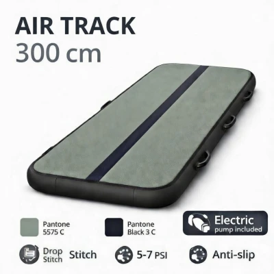 KIK KX2784_1 Gymnastická podložka Air Track 300 x 100 x 10 cm, khaki