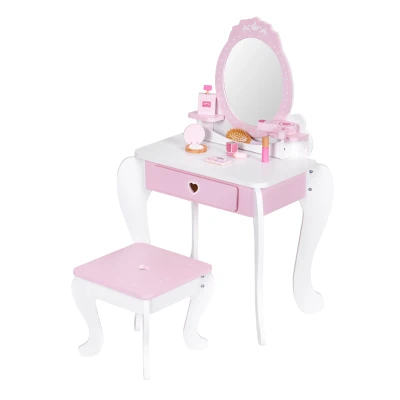 ECOTOYS 2950 Dětský toaletní stolek se zrcadlem, stoličkou a 7 doplňky