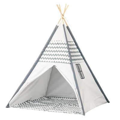 ECOTOYS 8112 Dětské teepee 120×120×160 cm, bílošedé