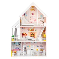 ECOTOYS 4127 Drevený domček pre bábiky XXL, Pudrová rezidencia