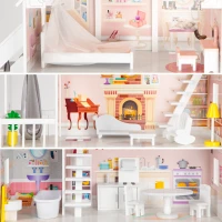 ECOTOYS 4127 Drevený domček pre bábiky XXL, Pudrová rezidencia