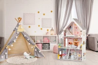 ECOTOYS 4127 Drevený domček pre bábiky XXL, Pudrová rezidencia