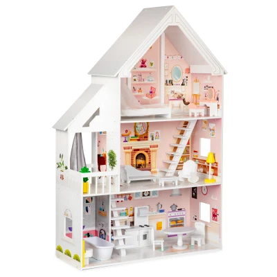 ECOTOYS 4127 Drevený domček pre bábiky XXL, Pudrová rezidencia