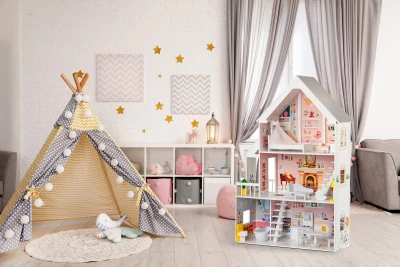 ECOTOYS 4127 Drevený domček pre bábiky XXL, Pudrová rezidencia