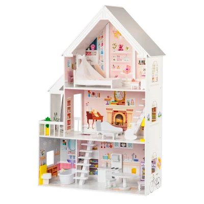 ECOTOYS 4127 Drevený domček pre bábiky XXL, Pudrová rezidencia