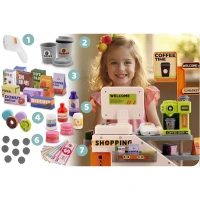 Ricokids RK-822 Dětský obchod s pokladnou, skenerem a kávovarem