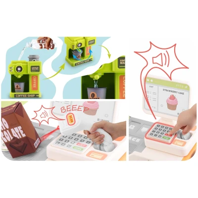 Ricokids RK-822 Dětský obchod s pokladnou, skenerem a kávovarem