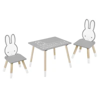 Ricokids RC-847 Dětský dřevěný stůl se 2 židličkami, králíček