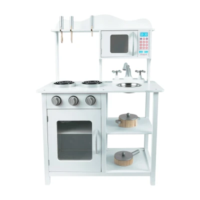 Ricokids RC-835 Dětská dřevěná kuchyňka s příslušenstvím 60 x 30 x 85 cm, bílá
