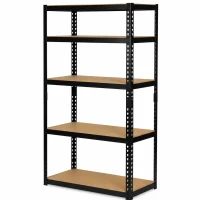 Humberg HR-854 Kovový skladovací regál, 5 polic, 183 x 90 x 40 cm, černý