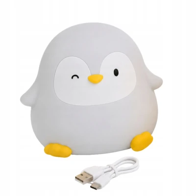 Verk 12416 LED nočná lampička s časovačom, silikónová, USB-C, tučniak