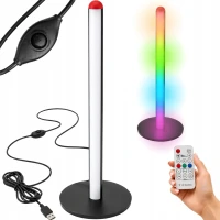 Verk 12424 LED RGB stojaca lampa, 7 farieb, diaľkové ovládanie, USB, 50 cm, čierna