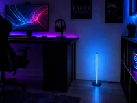 Verk 12424 LED RGB stojaca lampa, 7 farieb, diaľkové ovládanie, USB, 50 cm, čierna