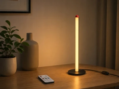 Verk 12424 LED RGB stojaca lampa, 7 farieb, diaľkové ovládanie, USB, 50 cm, čierna