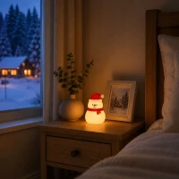 Verk 12412 Silikónová LED nočná lampička, USB, 3 režimy svietenia, snehuliak
