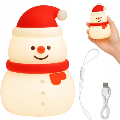 Verk 12412 Silikónová LED nočná lampička, USB, 3 režimy svietenia, snehuliak