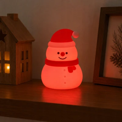Verk 12412 Silikónová LED nočná lampička, USB, 3 režimy svietenia, snehuliak