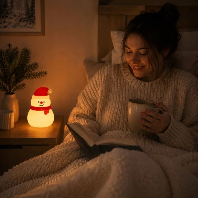 Verk 12412 Silikónová LED nočná lampička, USB, 3 režimy svietenia, snehuliak