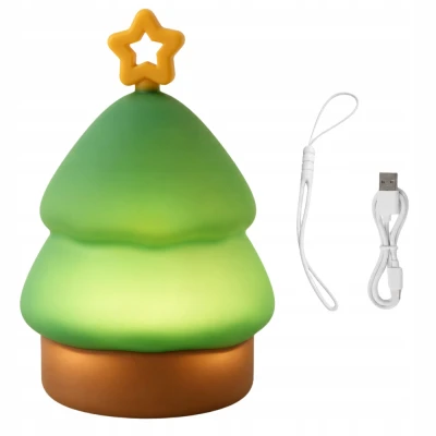 Verk 12413 LED noční lampička silikonová, USB, 3 režimy svícení, stromeček