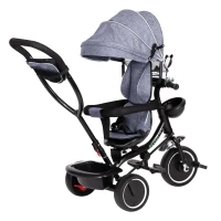 ECOTOYS JM-066-9 Tříkolka s otočným sedadlem a stříškou, šedá
