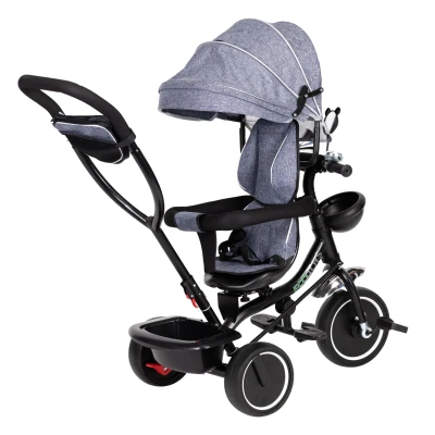 ECOTOYS JM-066-9 Tříkolka s otočným sedadlem a stříškou, šedá