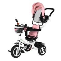 ECOTOYS JM-066-9L Tříkolka s otočným sedadlem a gumovými koly, růžová
